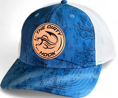 The Dirty Hook Blue Outdoors/ White Trucker Hat