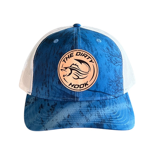 The Dirty Hook Blue Outdoors/ White Trucker Hat